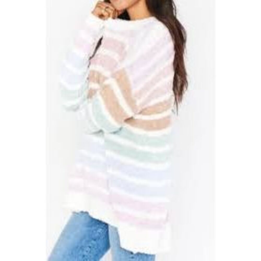 ShowβMe Your Mumu Flurry Oversized Sweater Small Stripe Fuzzy Knit Pastel